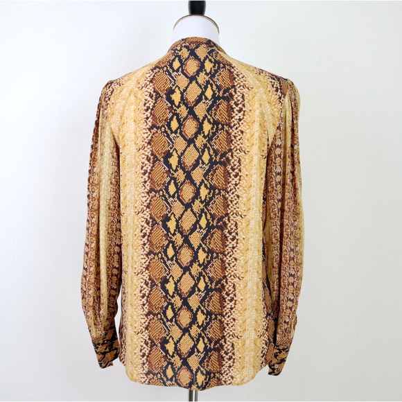 Joie Size S Talin Snakeskin Print Button Down Blouse Fading Sun Tan - Picture 5 of 11